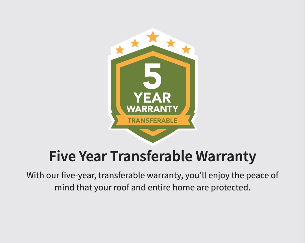 Roof Maxx's five year transferable warranty