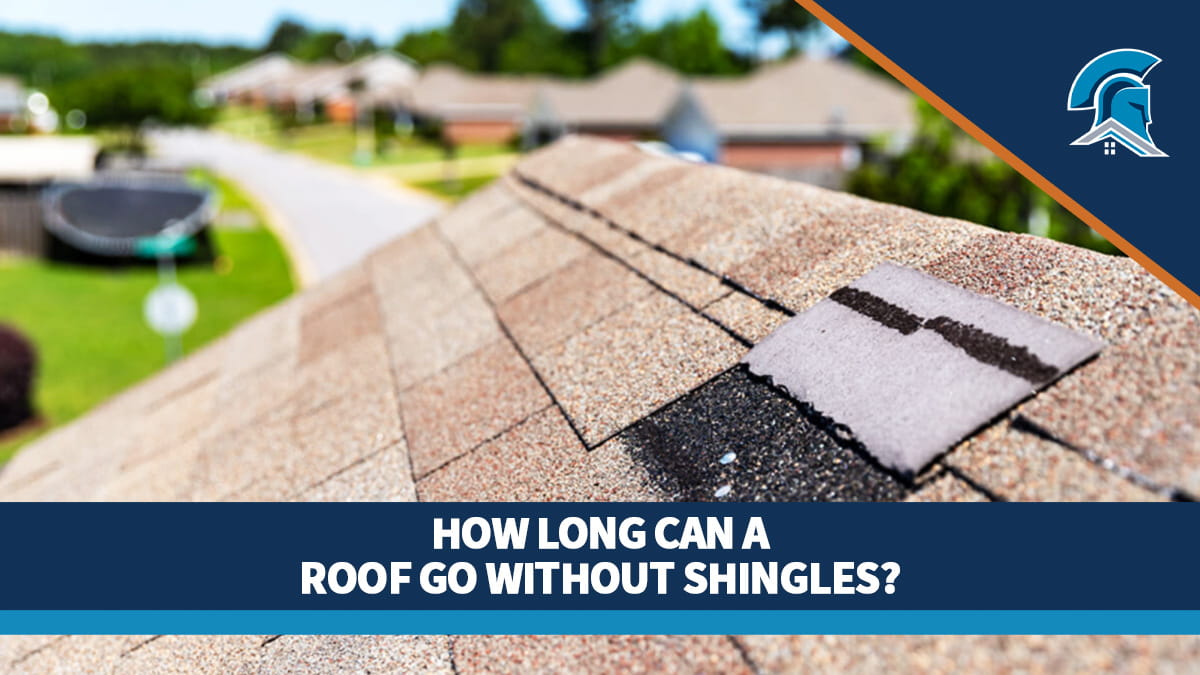 Side view of an asphalt shingle roof with a missing shingle