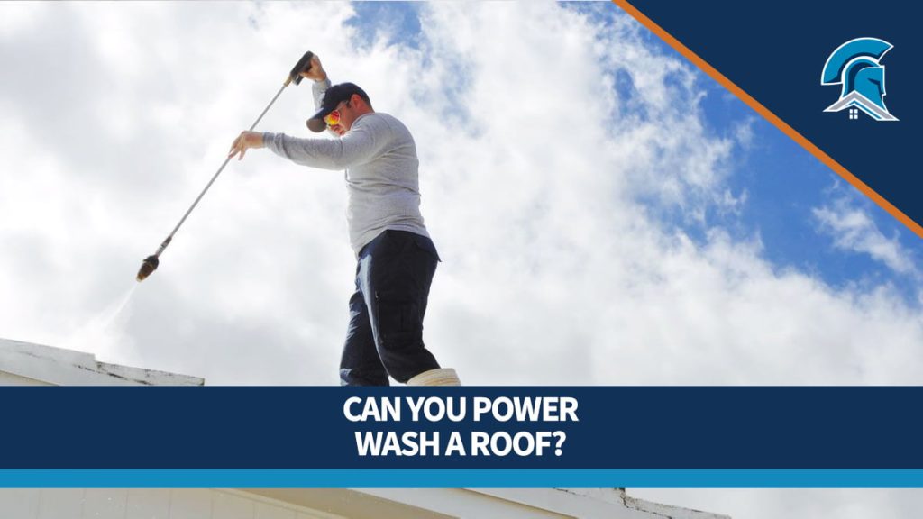 Homeowner spraying the roof of his home