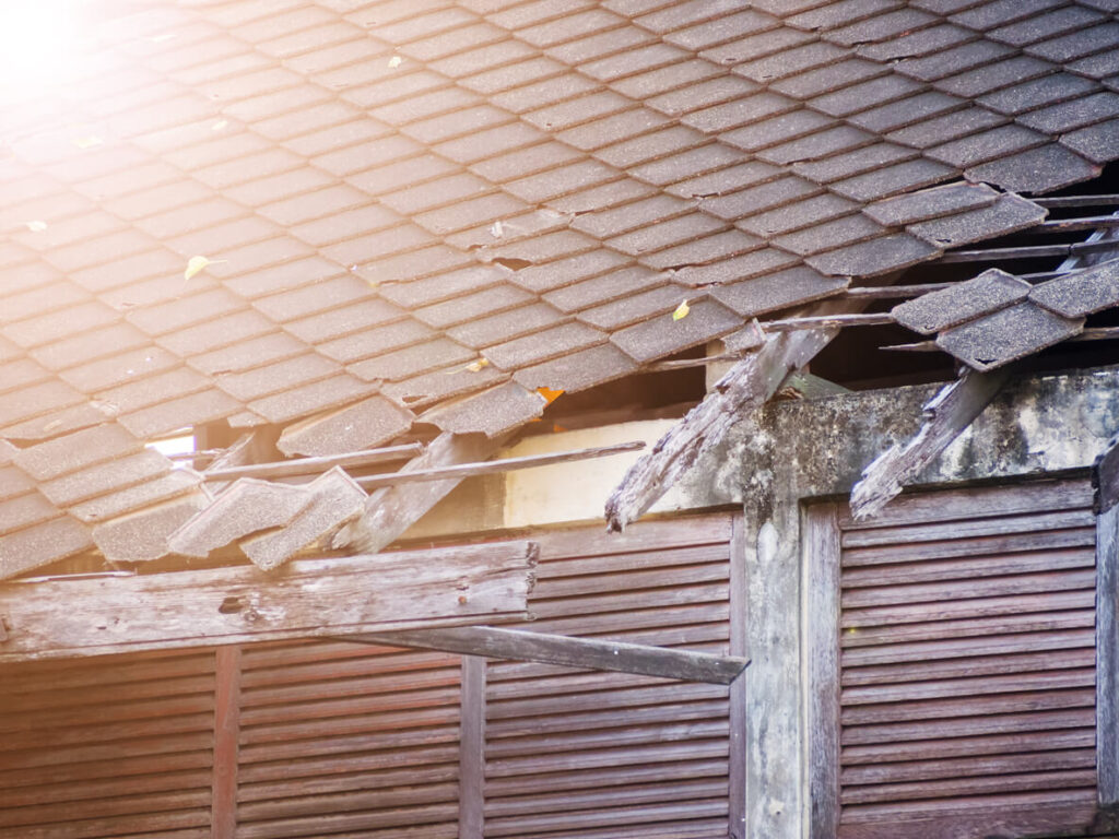 damaged winter roof