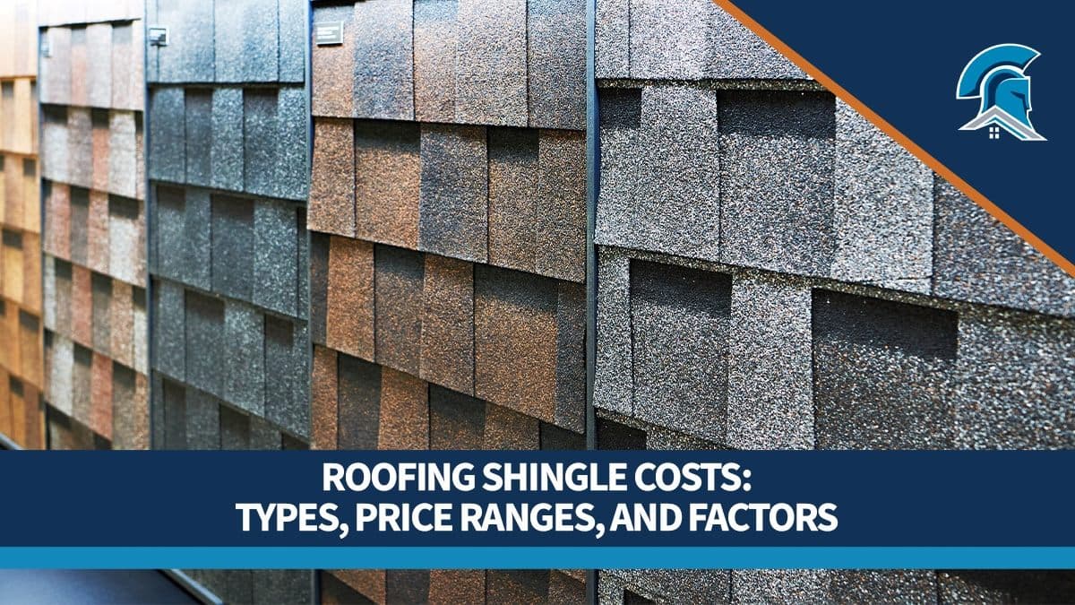 Panels of asphalt shingles lined up on display