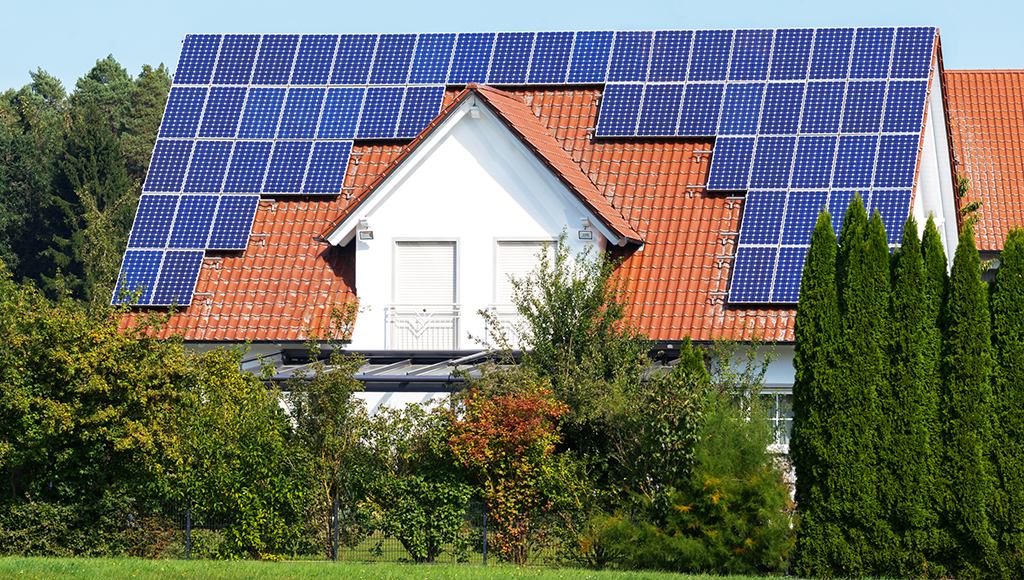 Solar panels on the roof of a home