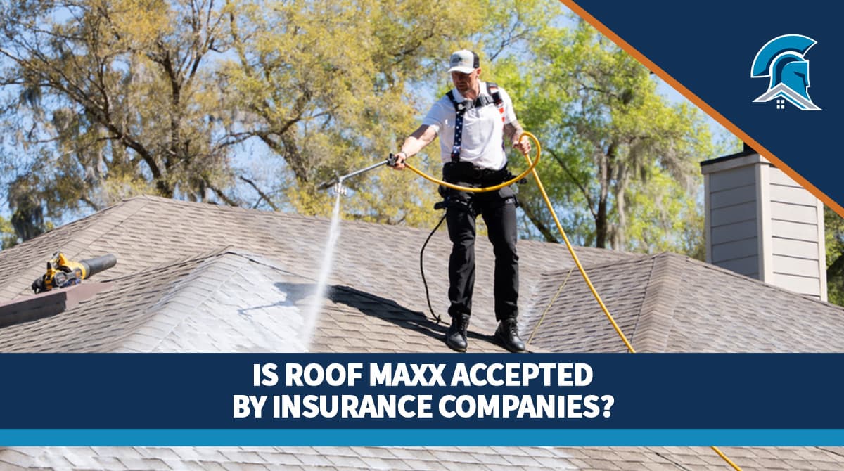 A Roof Maxx dealer sprays the treatment onto a customer's roof