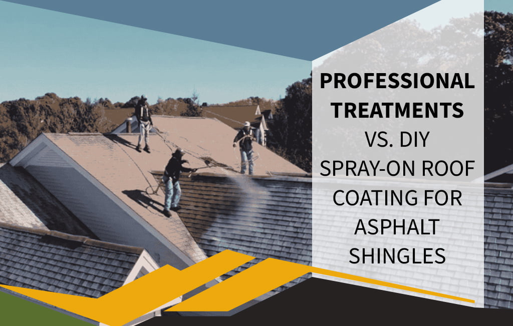 Title text and graphics with an image of workers spraying a roof