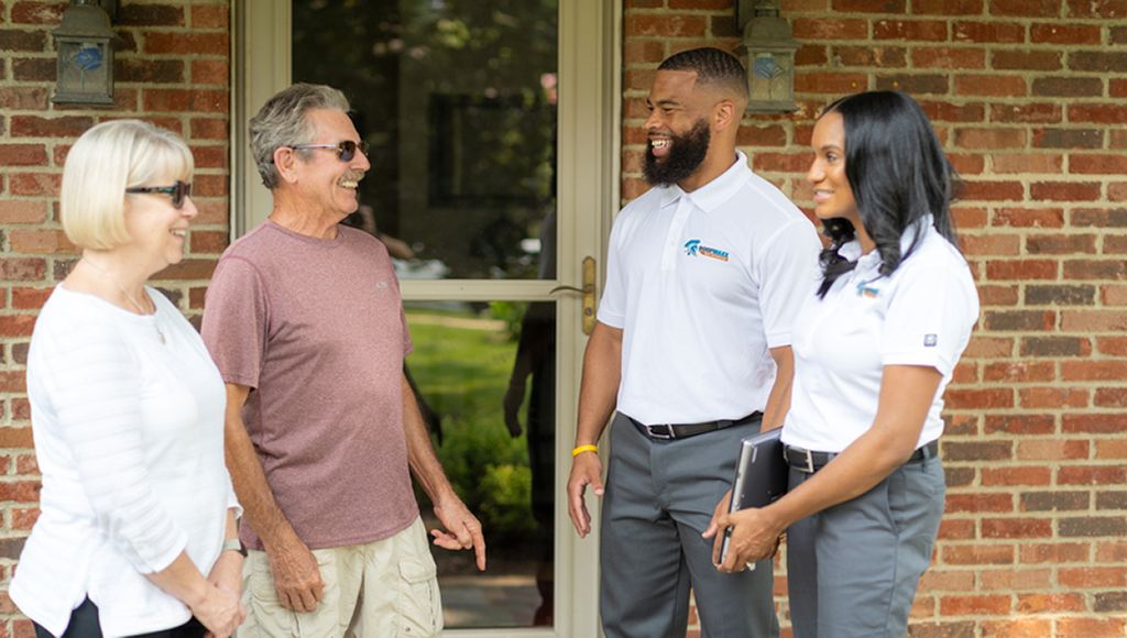 Roof Maxx dealers talk to customers in Columbus, Ohio