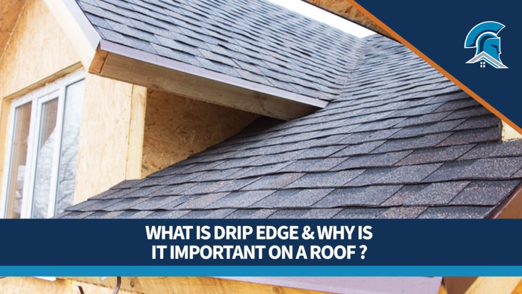 Side-on shot of drip edge on an asphalt shingle roof during the construction process