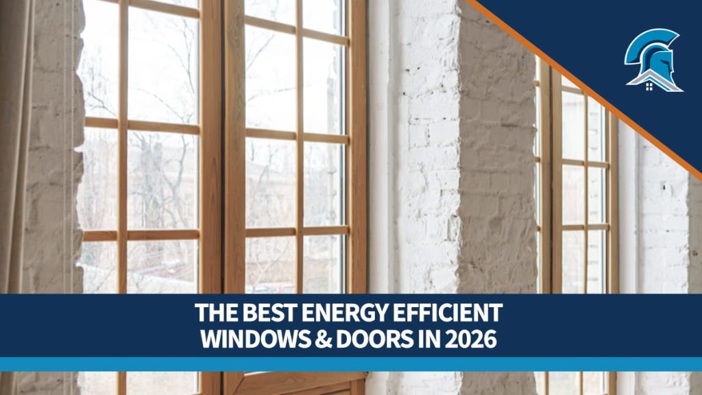 Side view of wood windows in a residential home with brick interior