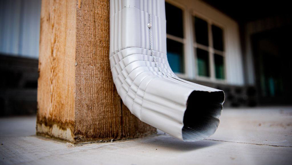 A downspout on a home in the US.