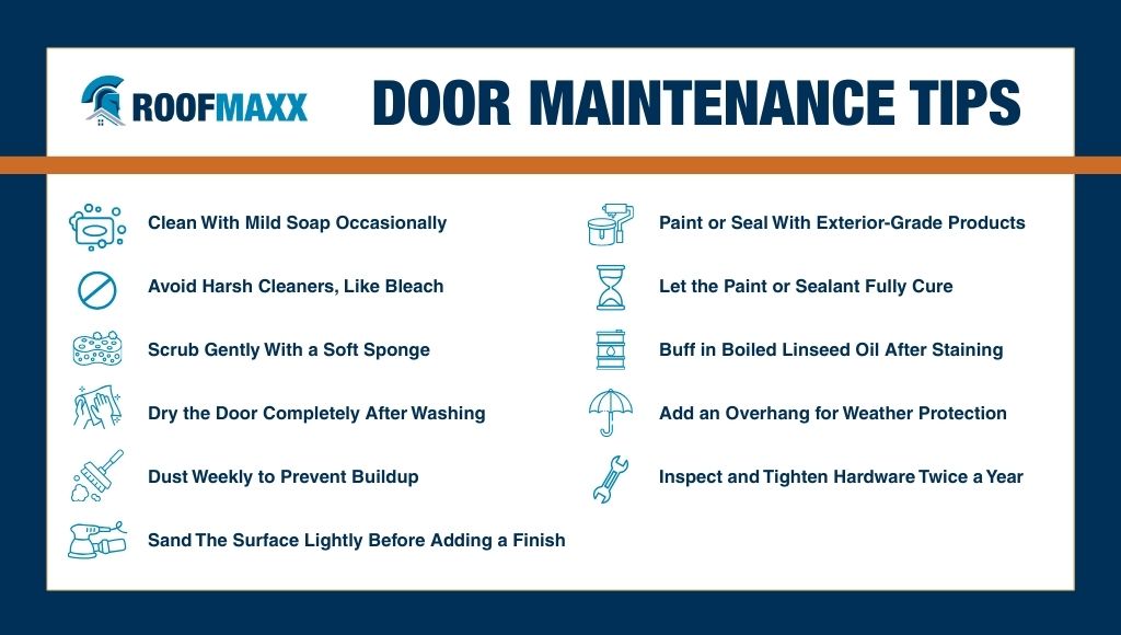 Infographic with Door Maintenance Tips