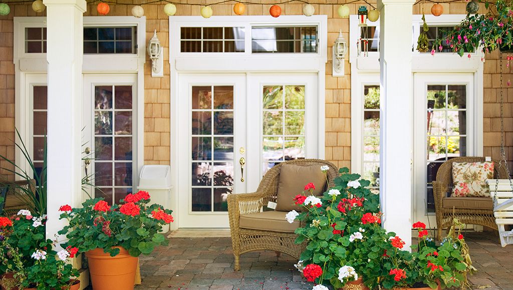 A home in Florida with hurricane-resistant windows and doors.