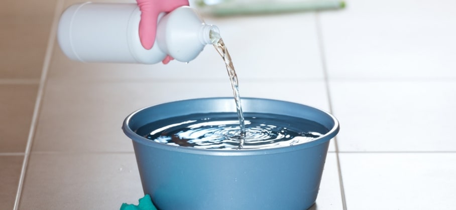 bleach in a bucket for roof cleaning