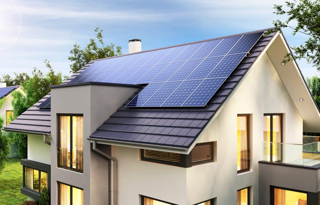 solar panels on roof rendering