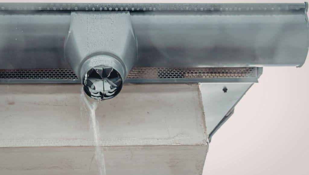 Broken downspout on a customer's roof.