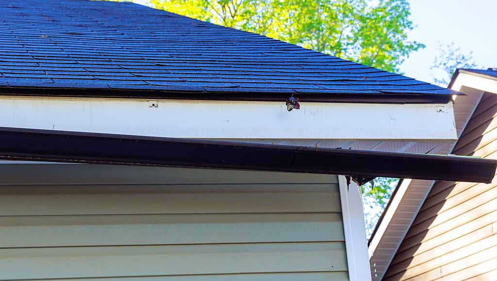 Drip edge peeking out from under a customer's asphalt roof.